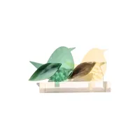 Frame voor 2 vogeltjes van glas – Beige , Mint groen