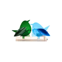 Frame voor 2 vogeltjes van glas – Diep groen, Aqua