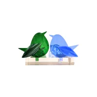 Frame voor 2 vogeltjes van glas – Diep groen, Licht blauw