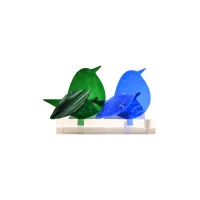 Frame voor 2 vogeltjes van glas – Diep groen, Hemels blauw