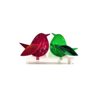 Frame voor 2 vogeltjes van glas – Donker rood, Diep groen