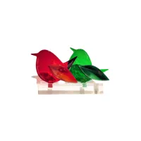 Frame voor 2 vogeltjes van glas – Rood, Diep groen