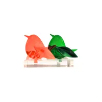 Frame voor 2 vogeltjes van glas – Oranje, Diep groen