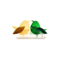 Frame voor 2 vogeltjes van glas – Warm geel, Diep groen