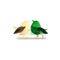 Frame voor 2 vogeltjes van glas – Beige , Diep groen