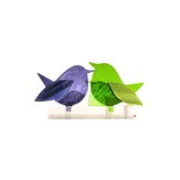 Frame voor 2 vogeltjes van glas – Paars, Gras groen