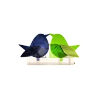 Frame voor 2 vogeltjes van glas – Gras groen, Donker blauw