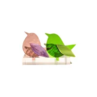 Frame voor 2 vogeltjes van glas – Oud roze, Gras groen