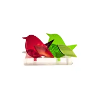 Frame voor 2 vogeltjes van glas – Rood, Gras groen