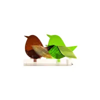 Frame voor 2 vogeltjes van glas – Warm bruin, Gras groen