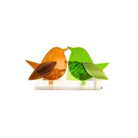 Frame voor 2 vogeltjes van glas – Zonnebloem geel, Gras groen