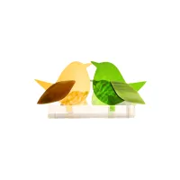 Frame voor 2 vogeltjes van glas – Warm geel, Gras groen