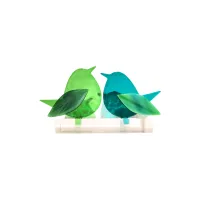 Frame voor 2 vogeltjes van glas – Turquoise, Midden groen