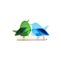 Frame voor 2 vogeltjes van glas – Midden groen, Aqua