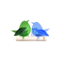Frame voor 2 vogeltjes van glas – Midden groen, Licht blauw
