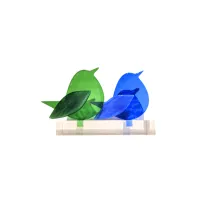 Frame voor 2 vogeltjes van glas – Hemels blauw, Midden groen