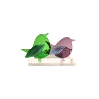 Frame voor 2 vogeltjes van glas – Mauve, Midden groen