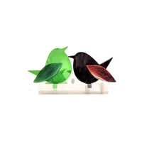 Frame voor 2 vogeltjes van glas – Donker bordeaux, Midden groen