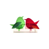 Frame voor 2 vogeltjes van glas – Rood, Midden groen