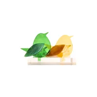 Frame voor 2 vogeltjes van glas – Warm geel, Midden groen