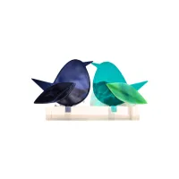 Frame voor 2 vogeltjes van glas – Donker blauw, Turquoise