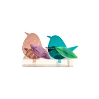 Frame voor 2 vogeltjes van glas – Oud roze, Turquoise