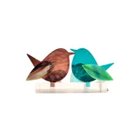 Frame voor 2 vogeltjes van glas – Bordeaux, Turquoise