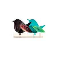 Frame voor 2 vogeltjes van glas – Donker bordeaux, Turquoise