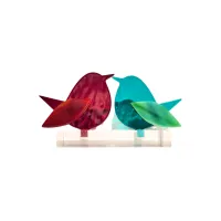 Frame voor 2 vogeltjes van glas – Donker rood, Turquoise