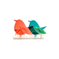 Frame voor 2 vogeltjes van glas – Oranje, Turquoise