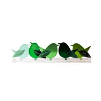 Frame met 5 glazen Vogeltjes / Frame with 5 Glass Birds – Mint Groen - Diep Groen - Midden Groen - Donker Groen - Gras Groen