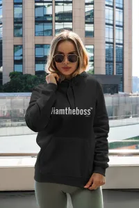 #IAMTHEBOSS Classic Hoodie  – Small, Black with White #IATB