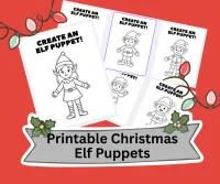 Printable Elf Puppet Craft for Kids – Christmas Elf Paper Puppets  – Image 1