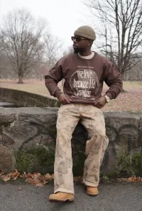 He Loved Us Sweatshirt || Brown – Image 2