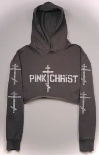 Cropped Vintage Cordless Hoodie Charcoal Grey – Image 1
