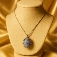 Blue Lace Agate Crystal Necklace – Image 3