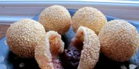 Deep Fried Red Bean Paste Glutinous Sesame Ball 紅豆沙煎堆 (10pcs) D27 – Image 1