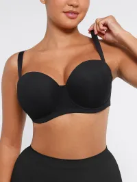 Strapless Non-Slip Underwire 1/2 Cup Bra.  – Black,  42C/D 