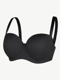 Strapless Non-Slip Underwire 1/2 Cup Bra.  – Black, 40C/D 