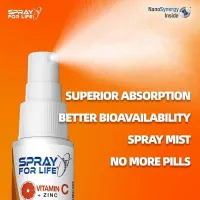 Spray For Life Vitamin C + Zinc Spray, 2 Pack All Natural Nanotechnology Sugar Free  – Image 2