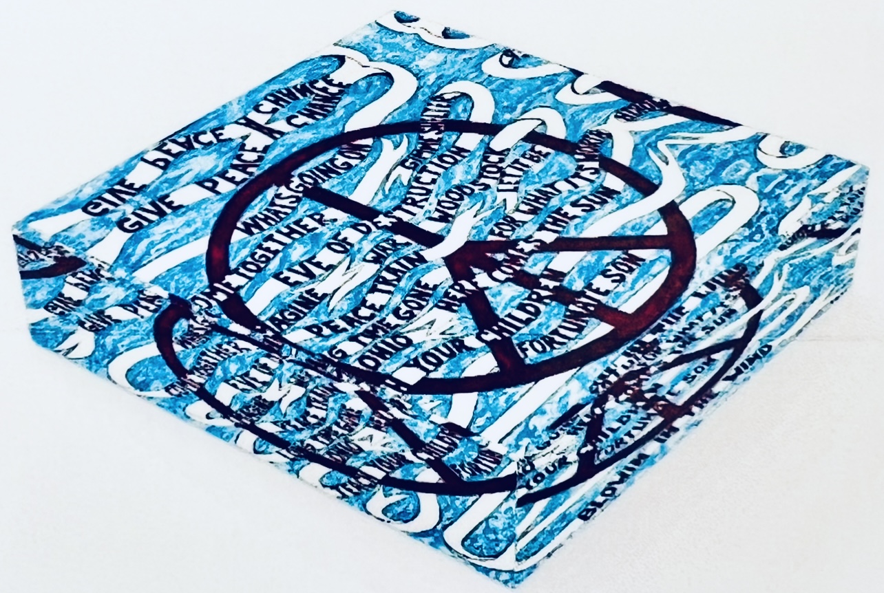 Give Peace a Chance Square Glass Paperweight – Image 1