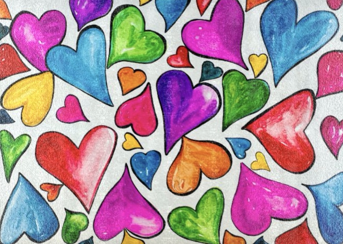 Floating Hearts Glass Cutting Board – Image 1