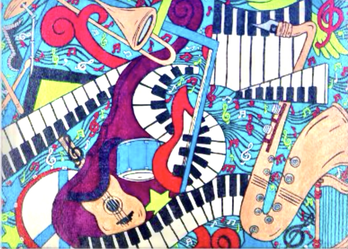 Music Montage Glass Cutting Board – Image 1