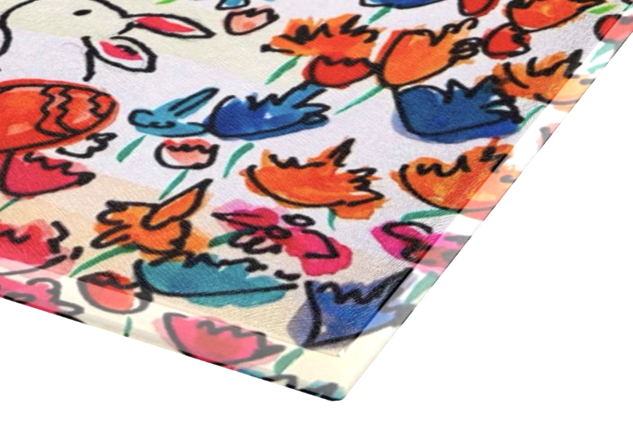 Sunrise and Butterflies Glass Cutting Board – Image 2
