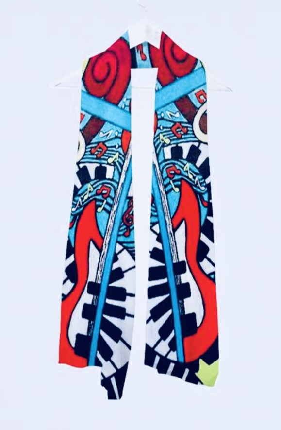 Music Montage Chiffon Scarf – Image 1