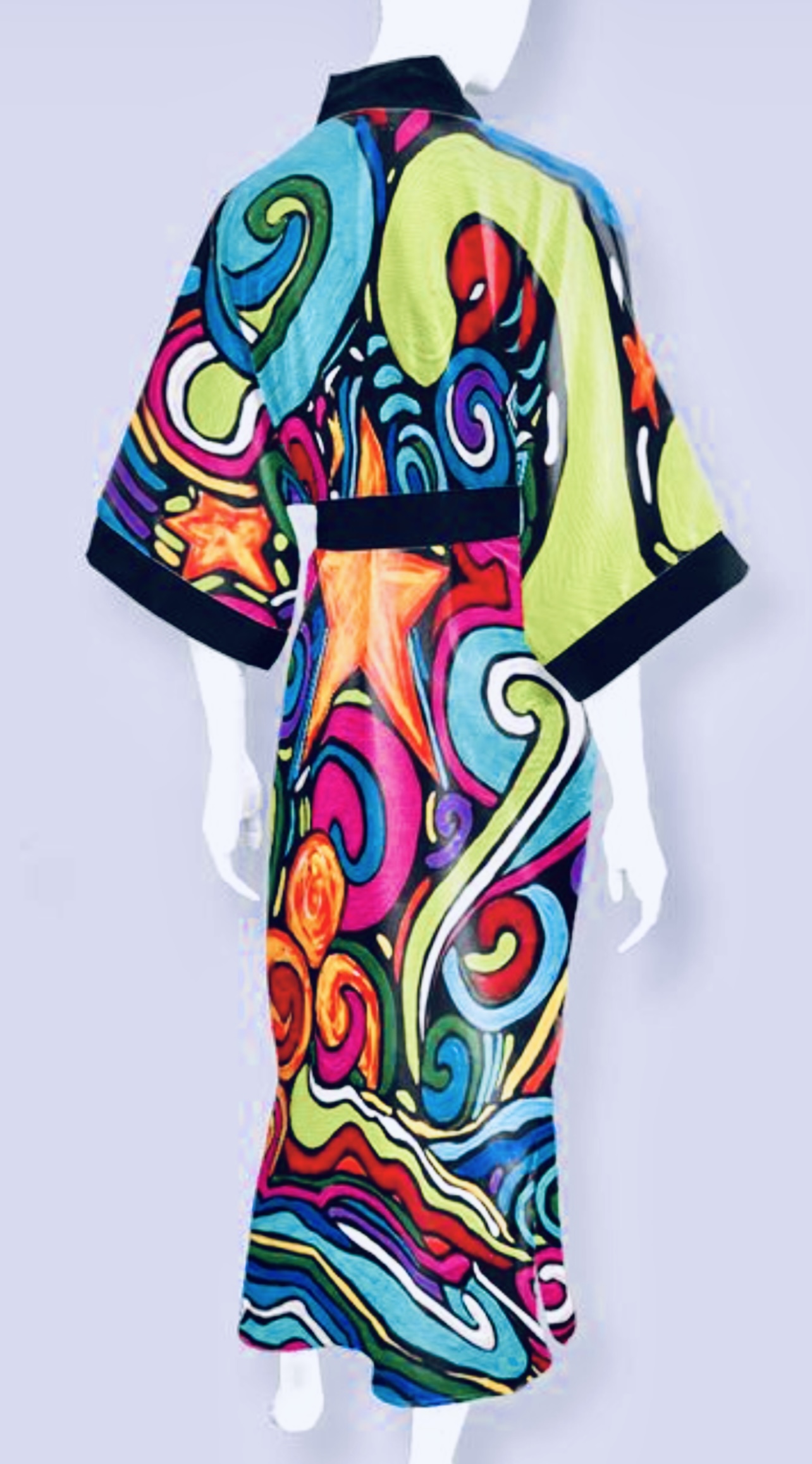 Moon Waves Long Satin Kimono Robe – Image 2