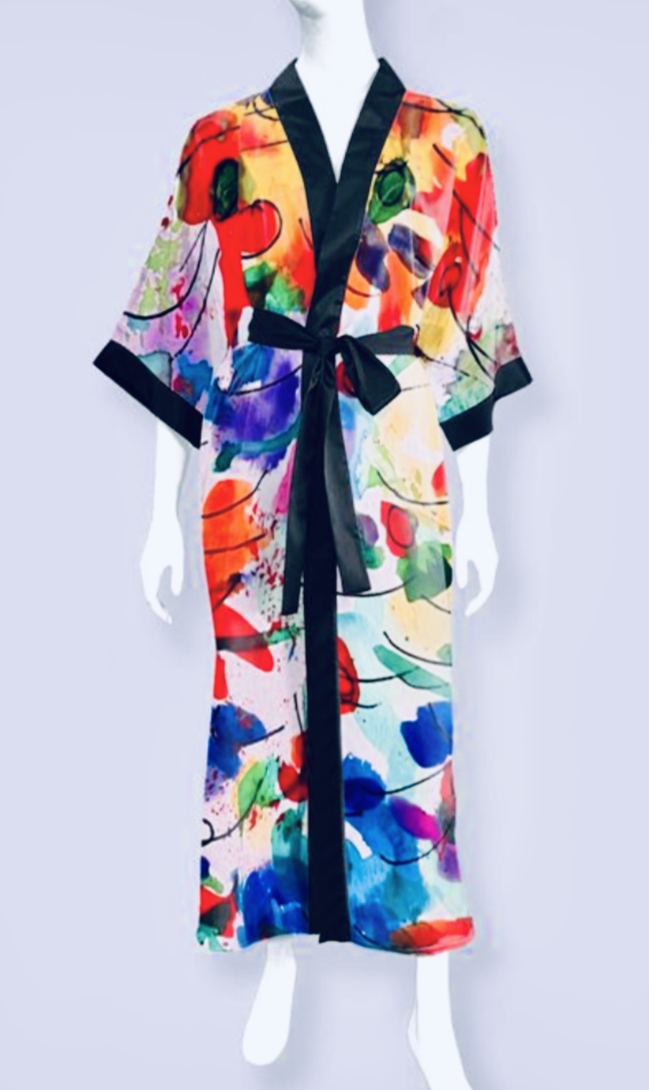 Holiday Long Satin Kimono Robe – Image 1