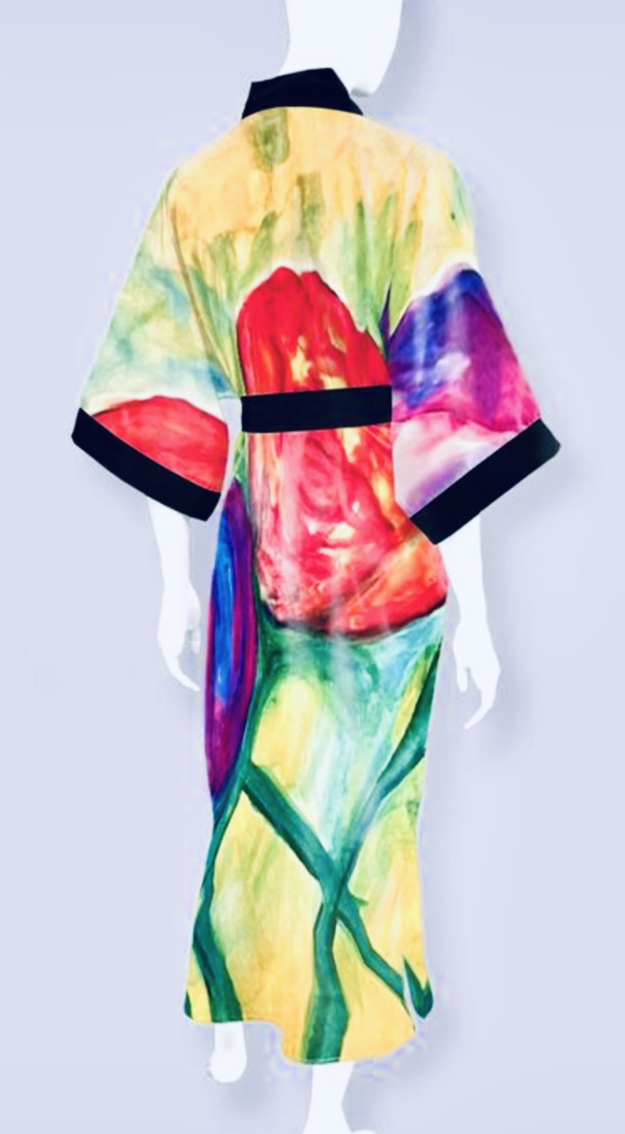 Brilliant Blooms Long Satin Kimono Robe – Image 2