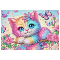 Premium Dining Placemat – Colorful Kitty 