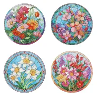 4 x Premium Diamond Painting Dining Mats – Happy Flowers